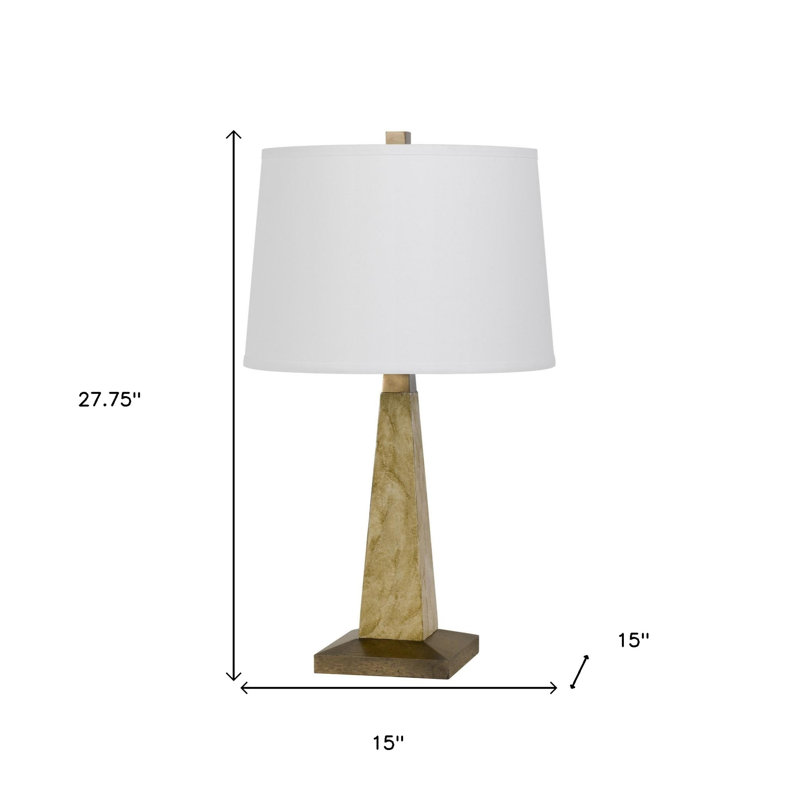 28" Brown Resin Table Lamp with Off White Empire Shade