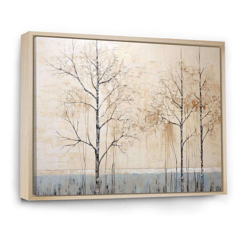 Harmonous beige arbre IV sur toile, Cadre naturel flottant, H 12 po x l 20 po x P 1 po