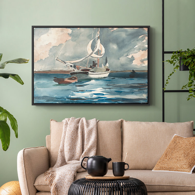 Sloop, Nassau, 1899 - Winslow Homer, toile tendue avec châssis Homer, 24 po x 36 po, Naturel