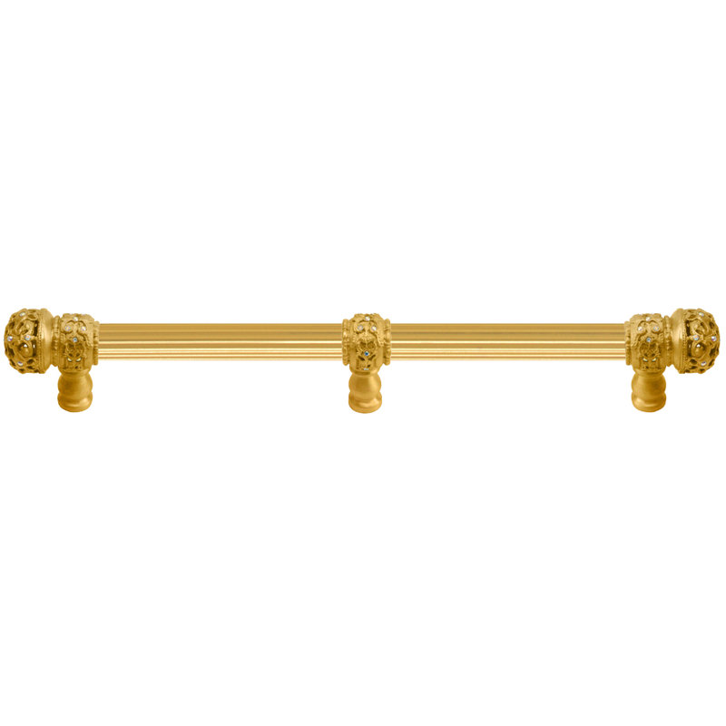 Juliane Grace 22 inches c.c. with 5/8 reeded center long pull small finial with 61 Swarovski Clear & Aurore Boreale Crystals with center brace in Gilded Mercury