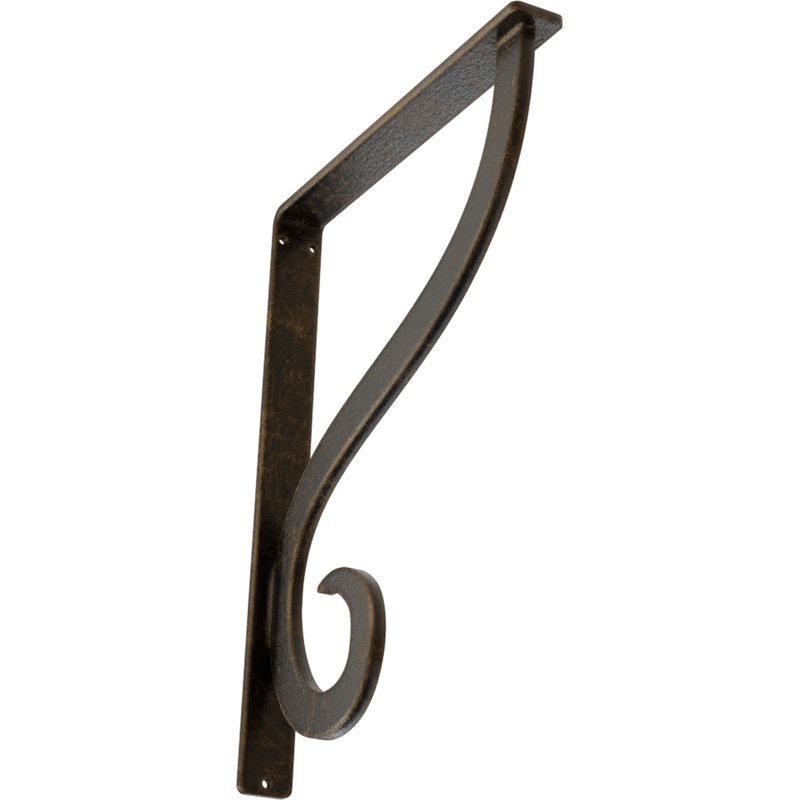 Support simple en fer forgé Ashford, Laiton antique, H 12 po x l 1,5 po x P 10 po