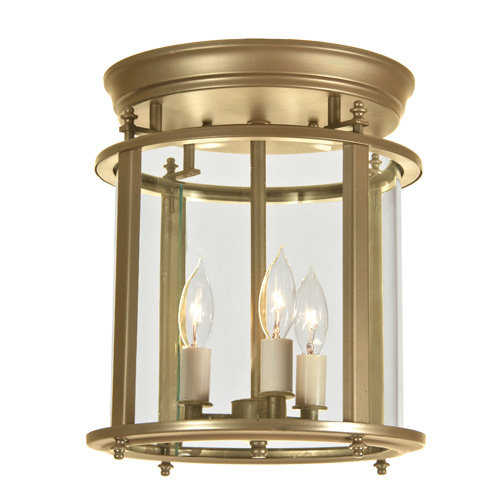 Anjali Glass Flush Mount, Polished Nickel, 8" H x 9.5" W