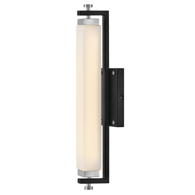 Rollins 18" Black and Chrome LED Vanity Sconce with Etched Opal Glass