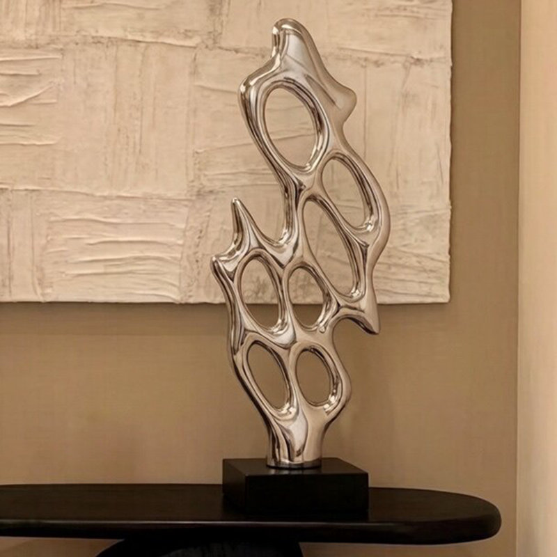 Objet décoratif noir en résine et marbre, Argent