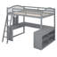 Lit mezzanine en bois avec bureau en U, compartiments de rangement et miroir à trois volets-1489760724