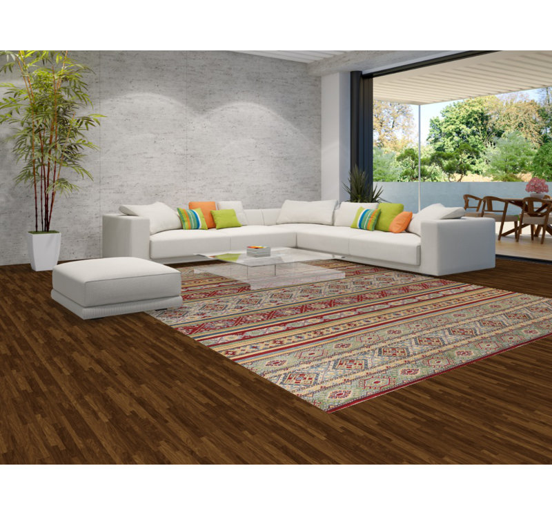 Striped Kazak Geometric Area Rug