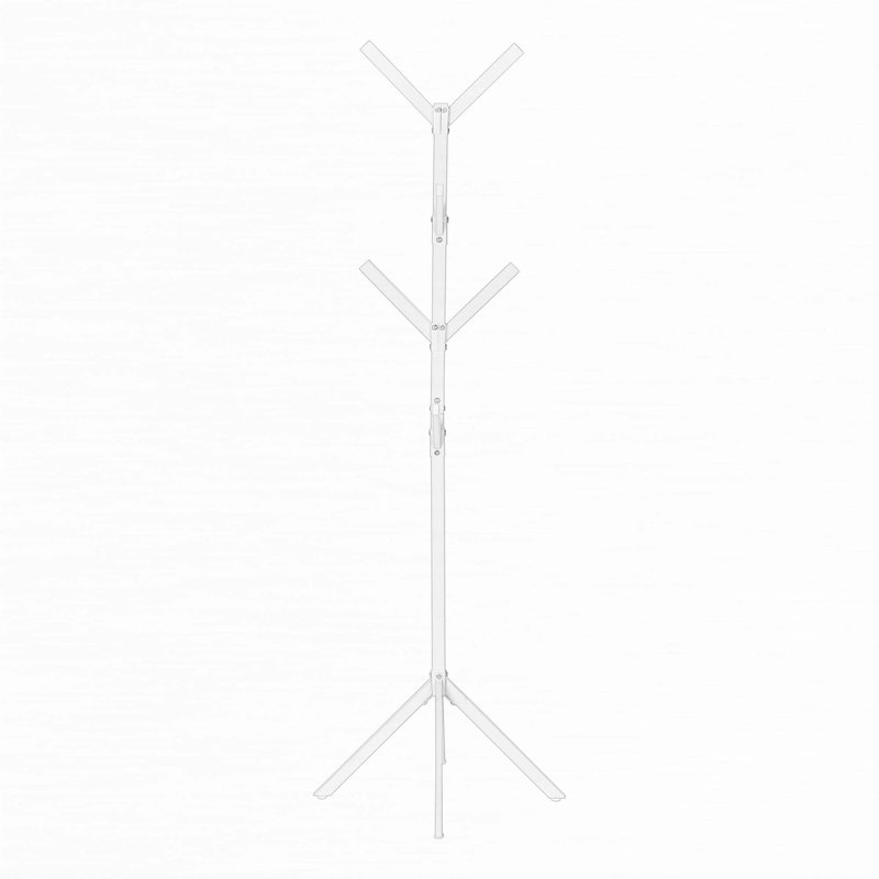 Coat Rack, Hall Tree, Free Standing, 8 Hooks, Entryway,, White