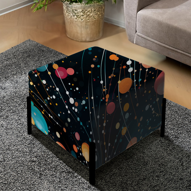 Celestial Allure Polka Dots Pattern - Polka Dots Square Ottoman