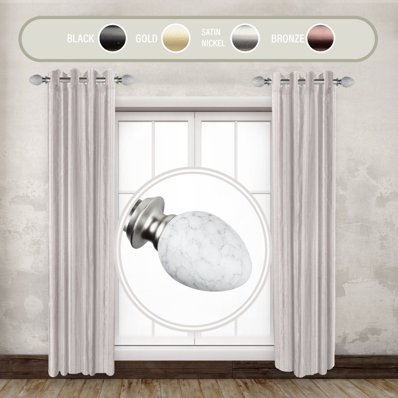 Resin Adjustable Single Curtain Pole, Satin Nickel