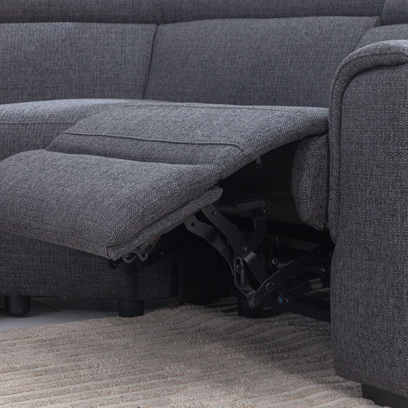 6PCS MODERN RECLINING SECTIONAL WITH ADJUSTABLE HEADREST, Carbon Polyster Blend, Left Hand Facing