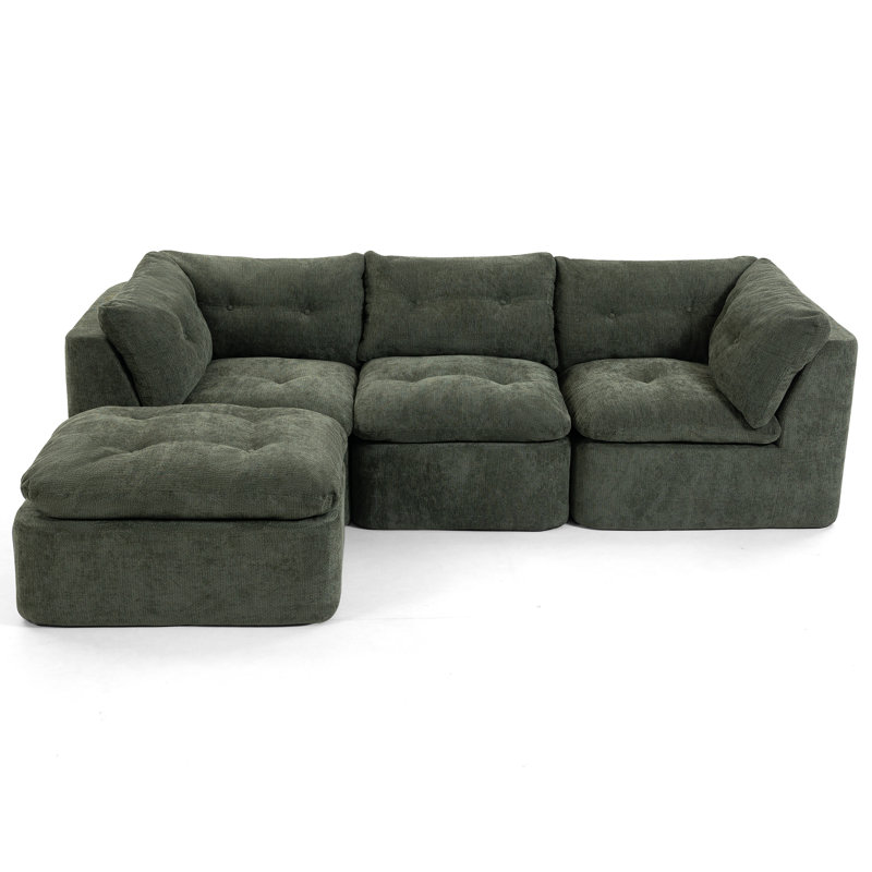 Compression Sectionals Chenille 111.8 Inch Modern L Shape For Home