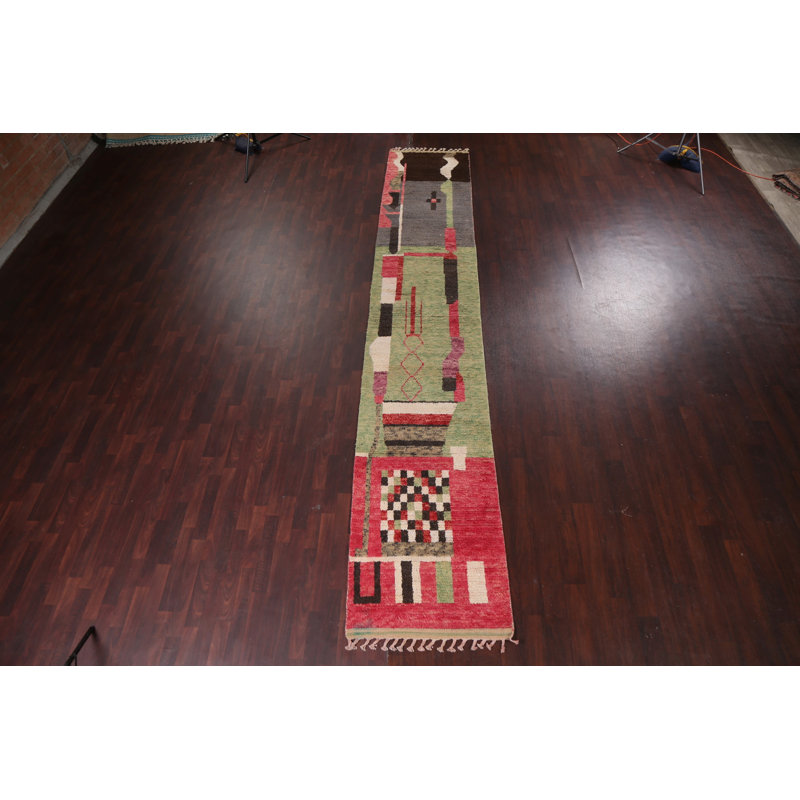 Tapis de couloir marocain en laine noué à la main 3 x 17