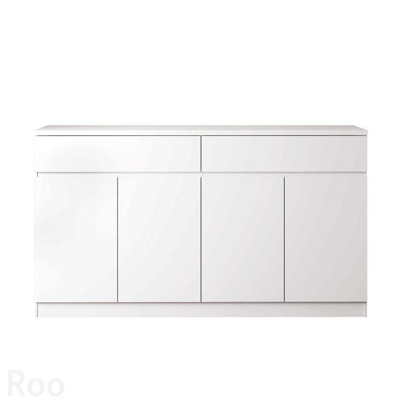 Buffet à 2 tiroirs et 4 portes, fini blanc