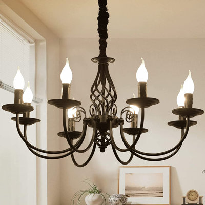 Dirksen Chandelier,8 Lights French Country Chandeliers,metal Black Pendant Chandelier,pendant Light Fixture For Island Kitchen Farmhouse,dining Room,foyer