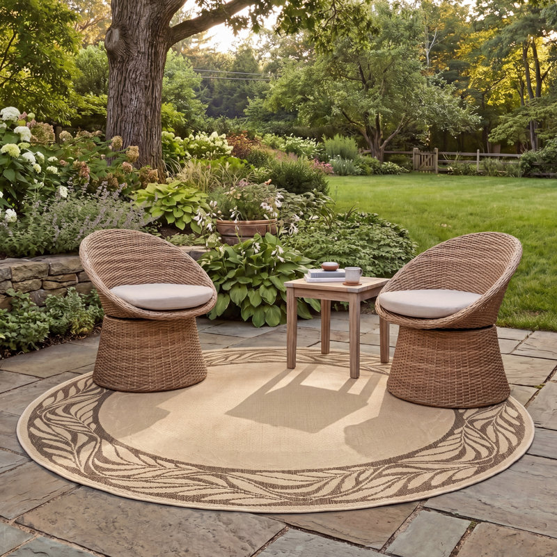 Tapis d'intérieur / extérieur à fleurs Herefordshire Performance, Rond 5 pi 3 po