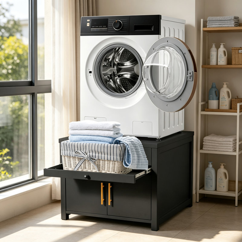Laundry Pedestal Washing Machine Stand With Storage Drawer