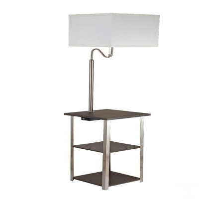 Lampe de table d'appoint carrée 58 "de haut" Dru "avec charge et port USB