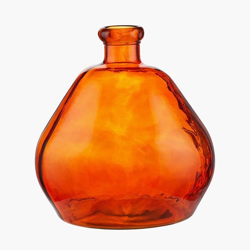 Handmade Glass Floor Vase, Orange
