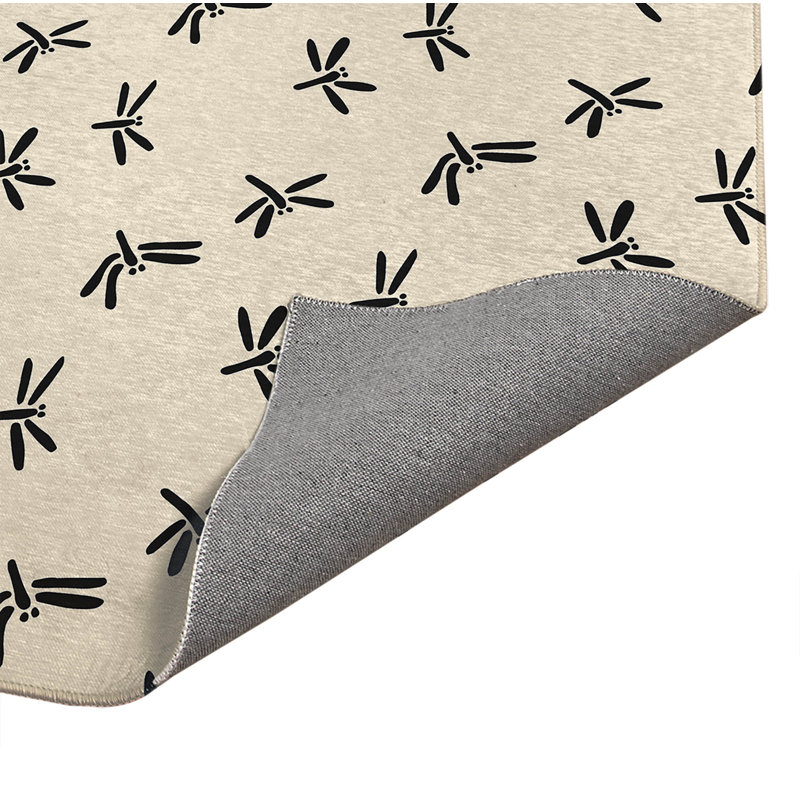 Tapis de cuisine Dragonfly, Minuit gris anthracite géométrique, Rectangle 5' x 7'