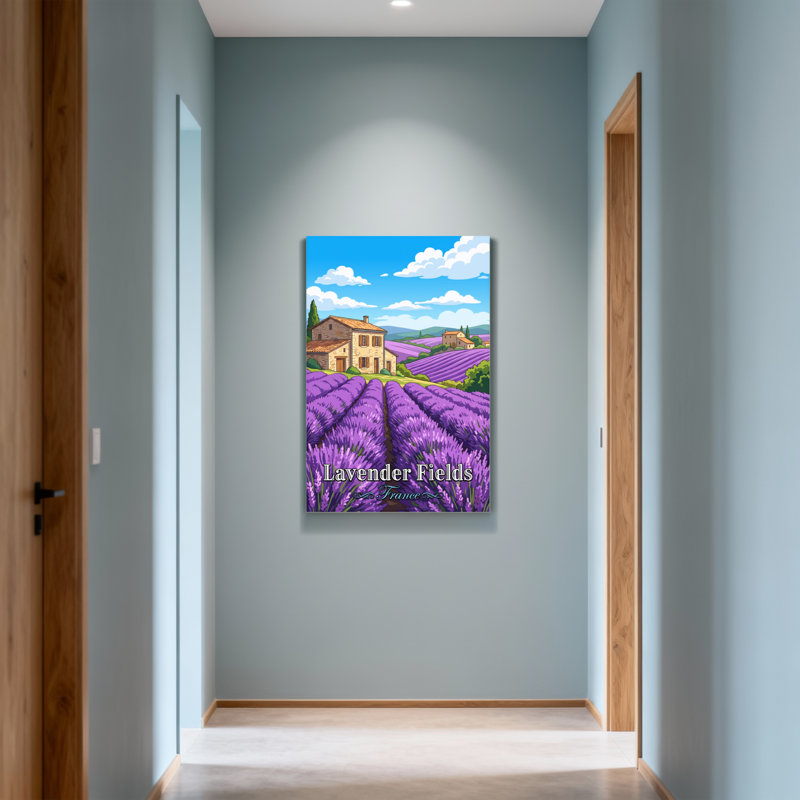 Scènes de campagne et paysages urbains de champs de lavande en France, H 24 po x l 16 po