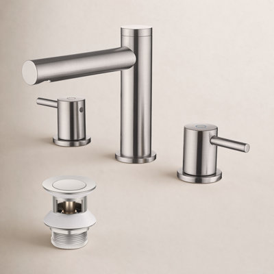 Circular 8" Widespread Faucet with Pop-Up Drain