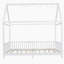 Lit double en bois avec garde-corps et DEL, bois, blanc-480479936