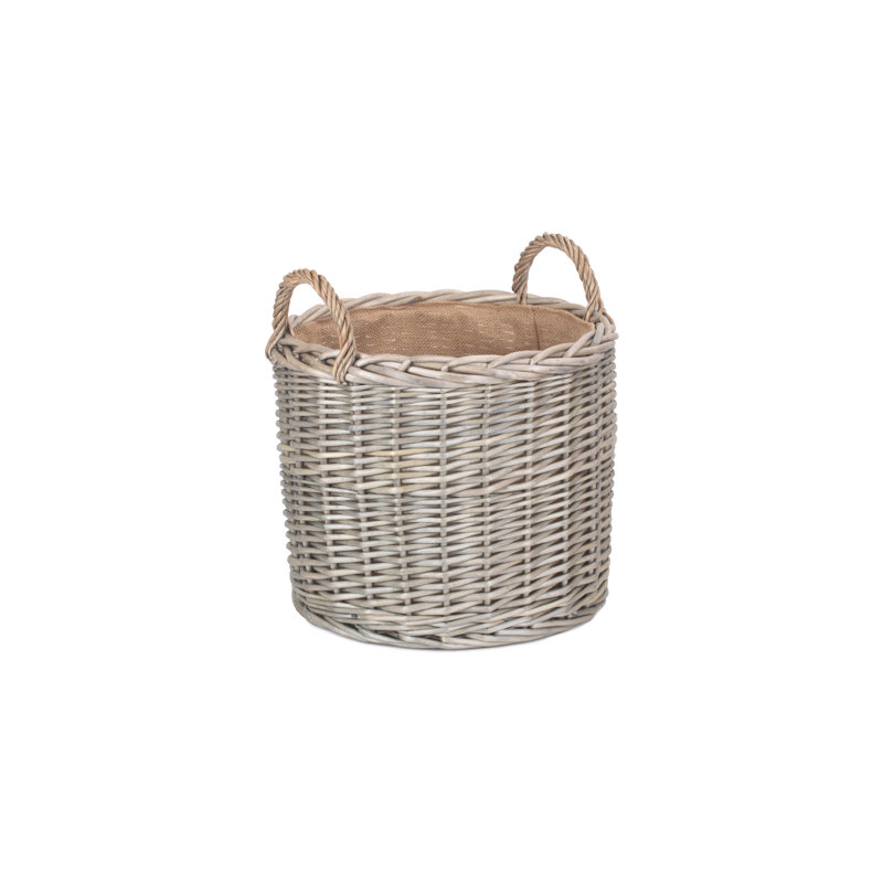 Wicker Lined Log Storage Basket, 36cm H x 36cm W x 36cm D