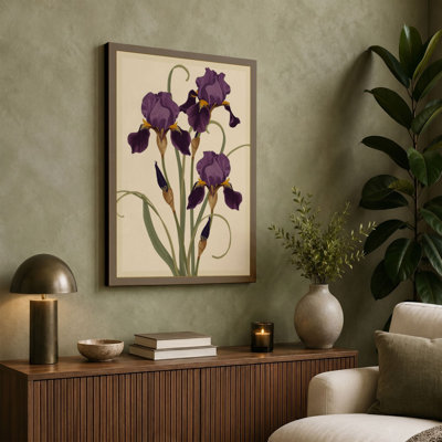 Purple Iris Study Botanical - Wrapped Canvas