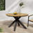 Outdoor Dining Table, Teak Acacia Wood Tabletop And Black Metal Leg