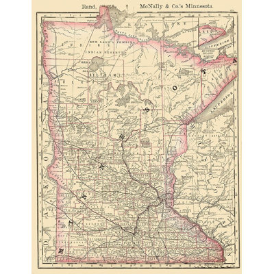 Minnesota - Rand McNally 1879 by Rand McNally - Unframed Graphic Art