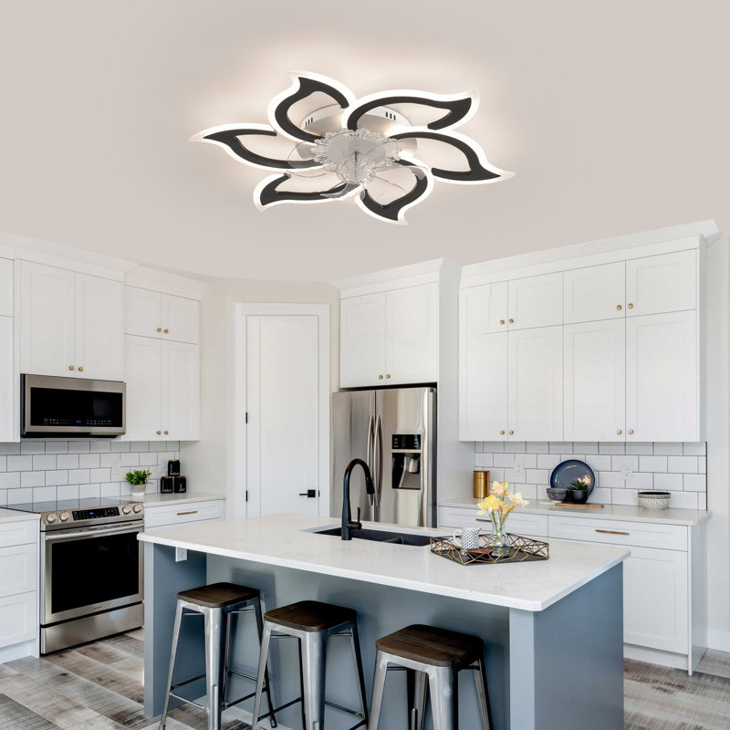 Delenia 83cm 7 - Blade Dimmable LED Reversible Ceiling Fan With Remote Control And APP, Black
