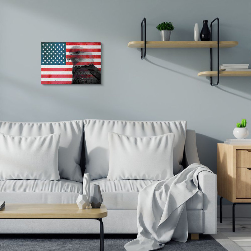 « american flag usa chauve eagle design », impression sur toile, Toile tendue, H 16 po x l 20 po x P 1,5 po