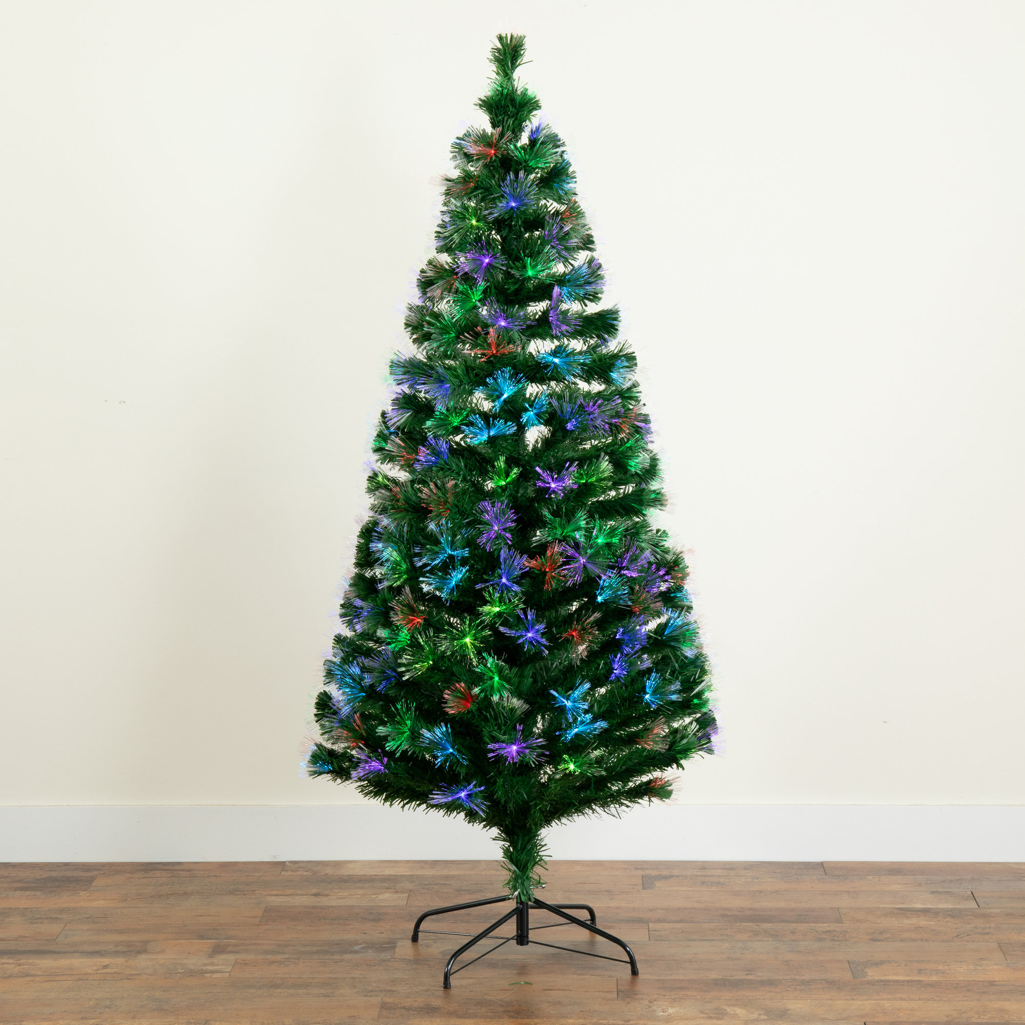 6' Pre-Lit Fiber Optic Artificial Christmas Tree with 220 Colorful LED and  Remote Control Show