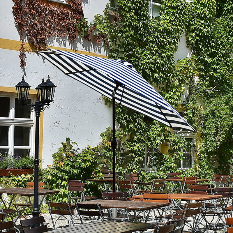 Parasol de marché inclinable 90 po Keiwarren, Bleu/Blanc
