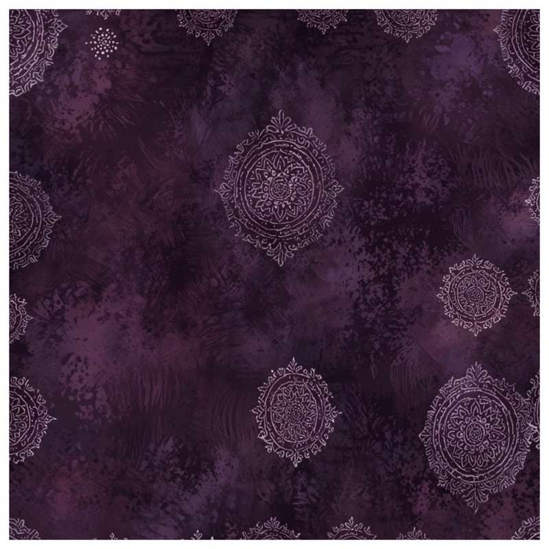 Purple Ornamental Motif Bath Mat, L 34 po x L 21 po