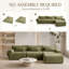 Canapé Seectional, canapé de salon 126 po avec méridienne mobile, canapé modulaire Cloud, sans assemblage, vert