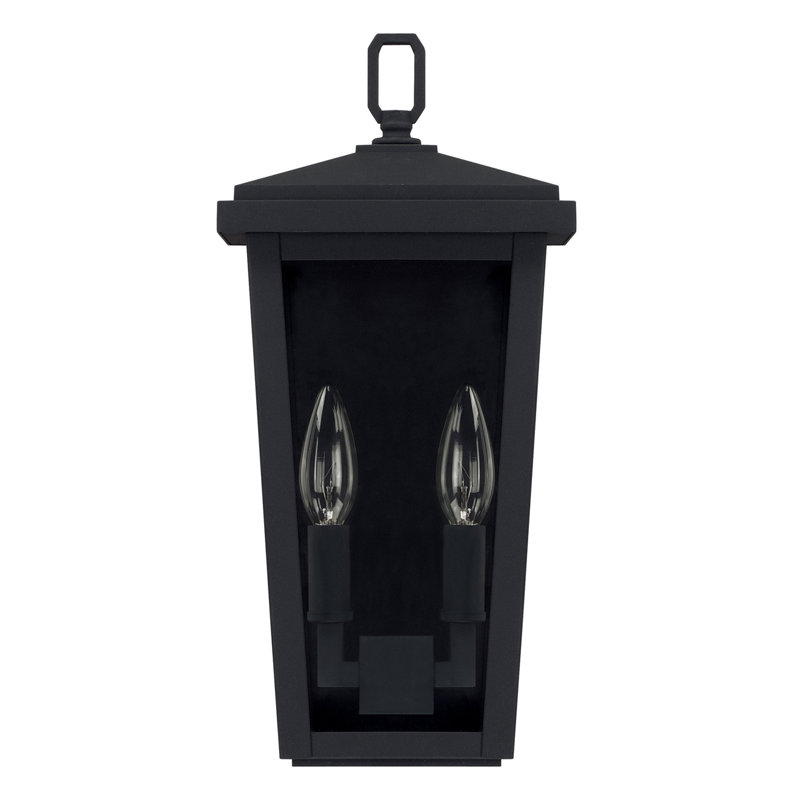 Lanterne murale d'extérieur à 2 ampoules Donnelly, 14,75" H x 7" lx 5,5" p, Noir