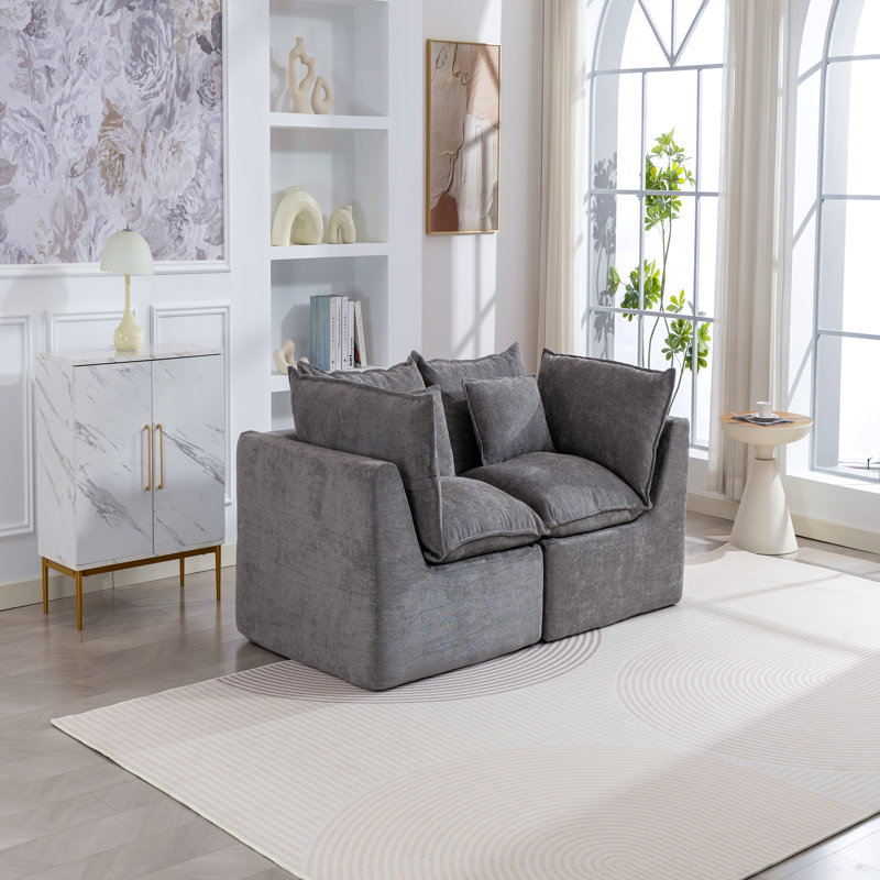 Canapé d'angle modulaire surdimensionné Cloud Couch de 190 cm de largeur, canapé True Relax Comfy avec assise large et profonde, en tissu gaufré, 2 places.