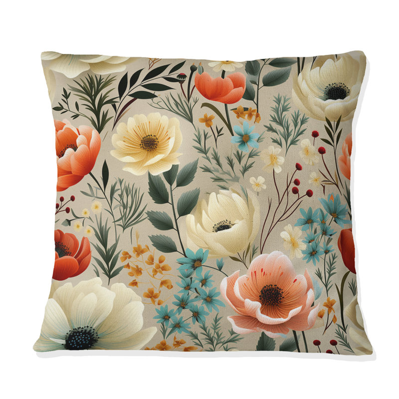 Coussin décoratif à imprimé floral Playful, H 16 po x l 16 po