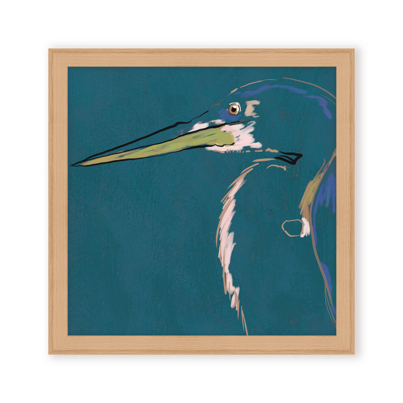 Nature Inspired Blue Heron Portrait, 36" H x 36" W, Black, Framed Print