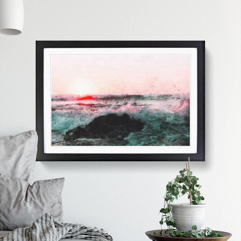 Ocean Splash - Picture Frame Graphic Art Print, 62cm H x 87cm W x 2cm D, Black Framed
