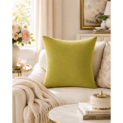 Housse de coussin en suède à motif pistache Peach X Pearl Co., 20 po x 20 po