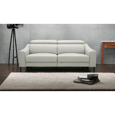Neutra 74" Gray And Black Leather Reclining Sofa