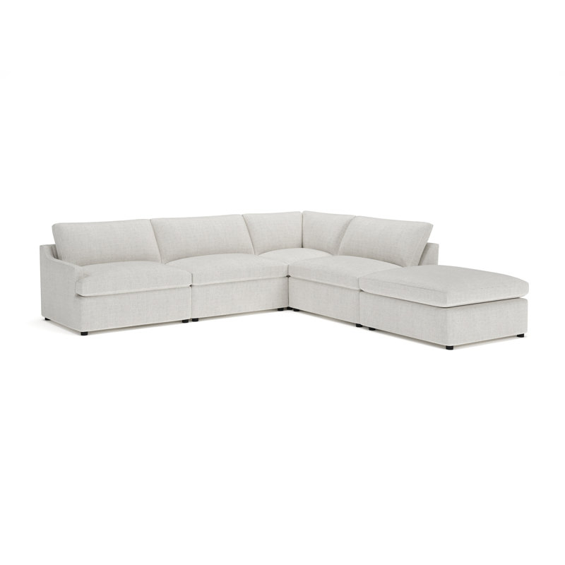 Essex 5-Piece Upholstered Modular Sectional, Monique Oyster Textured Chenille, Right Hand Facing