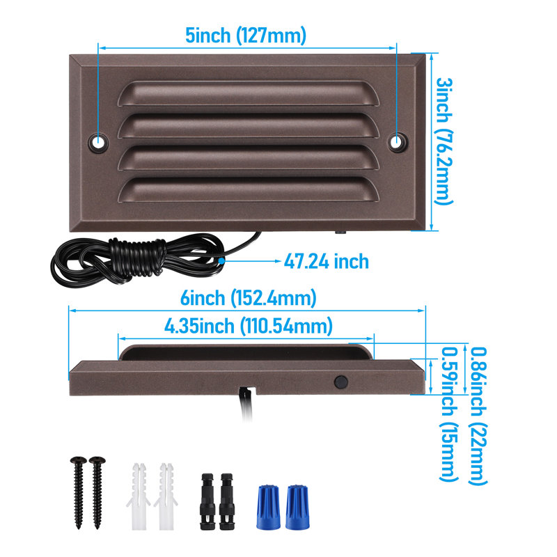 Éclairage pour marches à DEL 5 Volts 5W à basse tension 5W, éclairage horizontal pour terrasse, bronze huilé