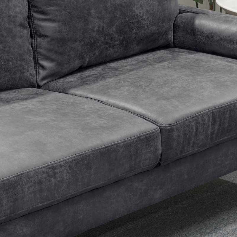 Cranford Square Arm Upholstered Sofa, Charcoal Microfiber, 33'' H x 70'' W x 31'' D