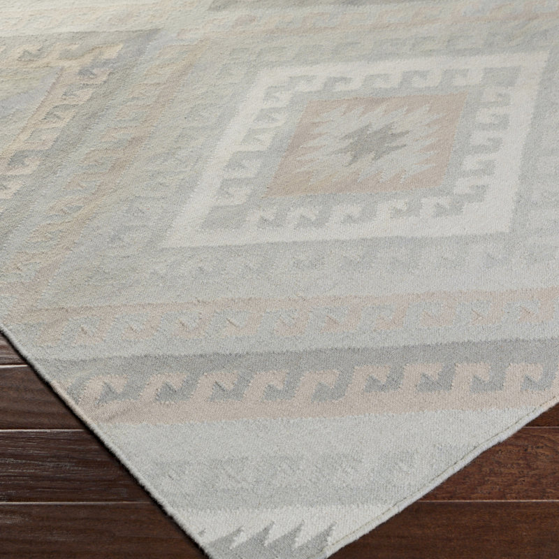 Tapis gris en laine tissé à la main Feliciana, Rectangle 9 pi x 13 pi