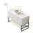 Tulio 48" Bathroom Vanity&Sink, Freestanding Bathroom Storage Cabinet With 3 Doors And Open Shelf, Matte White Bowl Ceramic Basin With Stone Pattern&Carrara White Sintered Stone Top, White Color