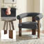 Fauteuil d'appoint en mohair en forme de U avec pieds en bois de noyer Mamanbai-1790052702
