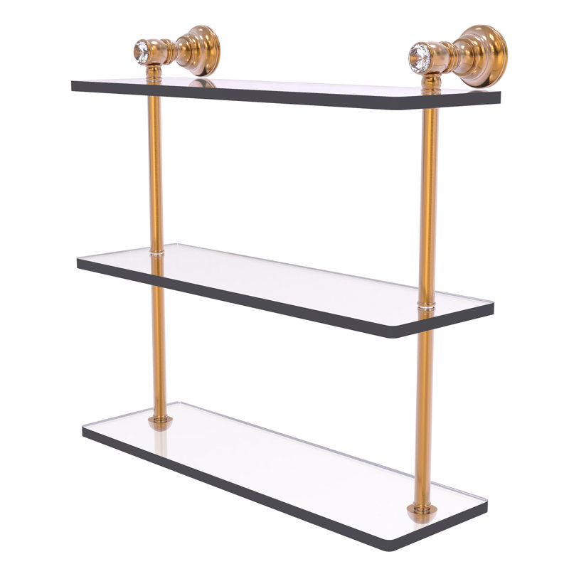 Étagère murale triple en cristal Freyja, Bronze brossé, H 16 po x l 16 po x P 5,54 po